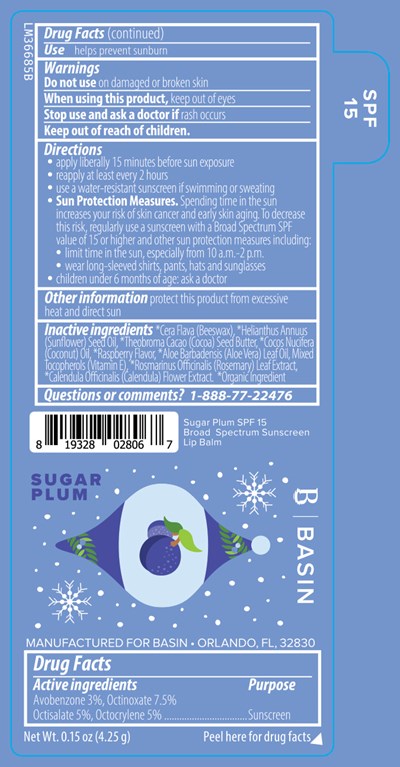 LM36685B PL124S Sugar Plum Raspberry SPF 15 Broad Spectrum Sunscreen Lip Balm 2024-9-4 OL.jpg Basin Sugar Plum SPF 15 Broad Spectrum Sunscreen Lip Balm 0.15 oz Label Artwork - LM36685B PL124S Sugar Plum Raspberry SPF 15 Broad Spectrum Sunscreen Lip Balm 2024 9 4 OL